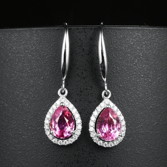 14k Gold 1.73 Ctw Natural Padparadscha Sapphire & Diamond Earrings