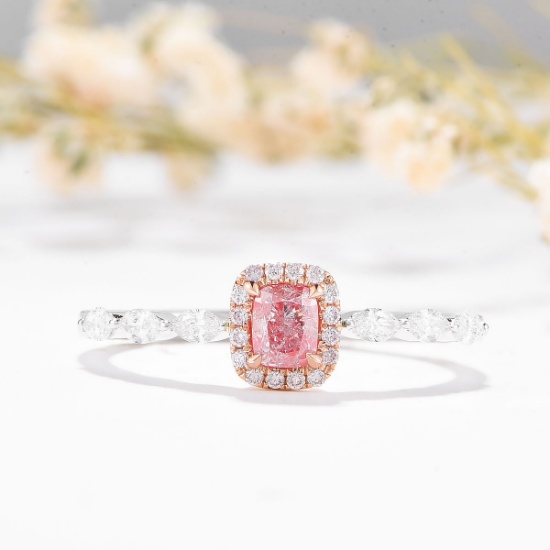 14k Gold 0.51 Ctw Natural Pink Diamond & Diamond Ring