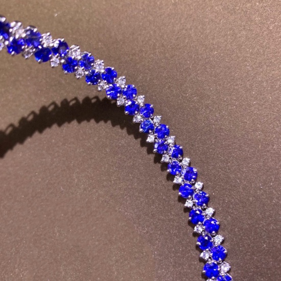 14k Gold 11.75 Ct Natural Sapphire & Sapphire Bracelet