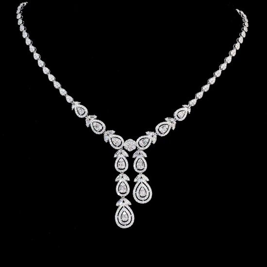 14k Gold 4.02 Ct Natural H Diamond Necklace