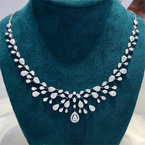 14k Gold 3.58 Ct Natural H Diamond Necklace