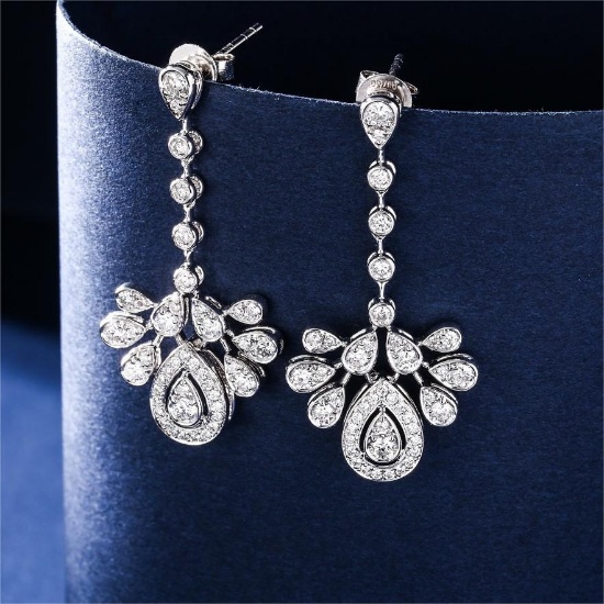 14k Gold 0.93 Ct Natural H Diamond Earrings