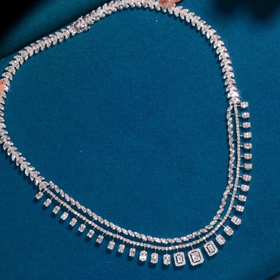 14k Gold 10.02 Ct Natural H Diamond Necklace