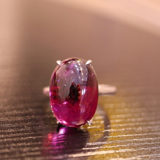 14k Gold 13.52 Ct Natural Tourmaline & Solitaire Ring