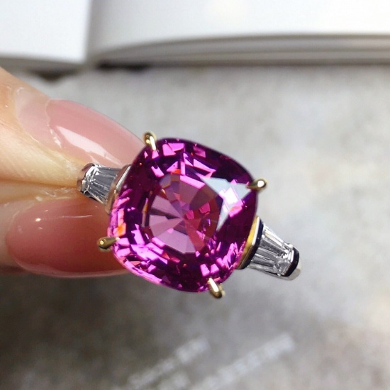 14k Gold 5.68 Ctw Natural Spinel & Diamond Ring