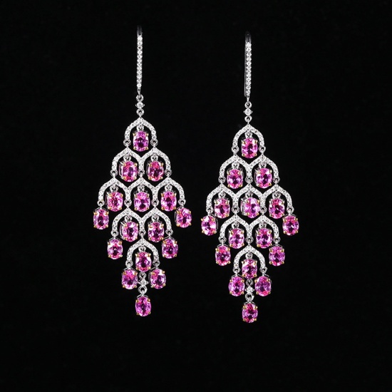 14k Gold 8.86 Ctw Natural Padparadscha Sapphire & Diamond Earrings