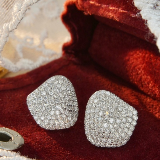 14k Gold 1.32 Ct Natural H Diamond Earrings
