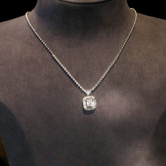 14k Gold 1.32 Ct Natural H Diamond Necklace