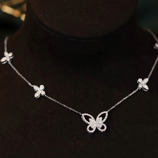 14k Gold 0.82 Ct Natural H Diamond & Butterfly Necklace