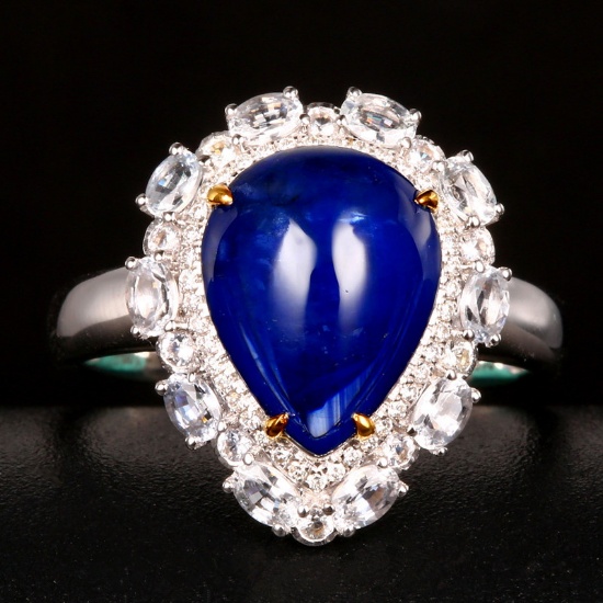 14k Gold 3.85 Ctw Natural Sapphire & Diamond Ring