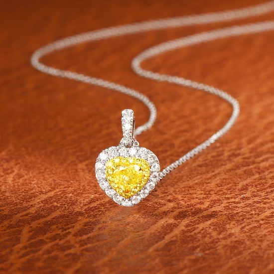 14k Gold 0.47 Ctw Natural Yellow Diamond & Diamond Necklace