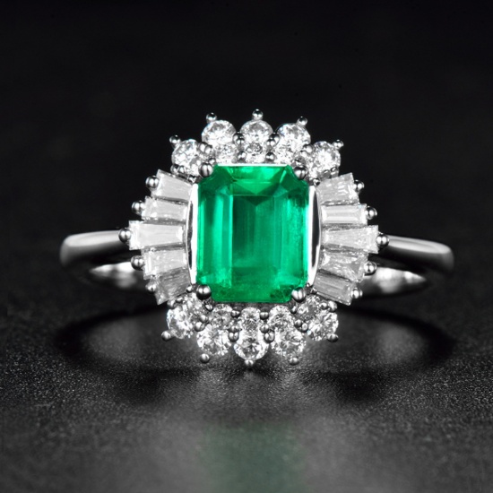 14k Gold 1.69 Ctw Vivid Green Natural Emerald & Diamond Ring