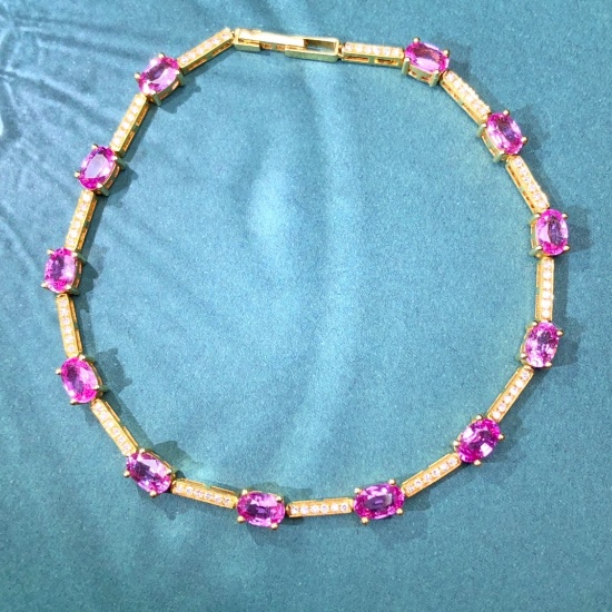14k Gold 4.45 Ctw Natural Sapphire & Diamond Bracelet