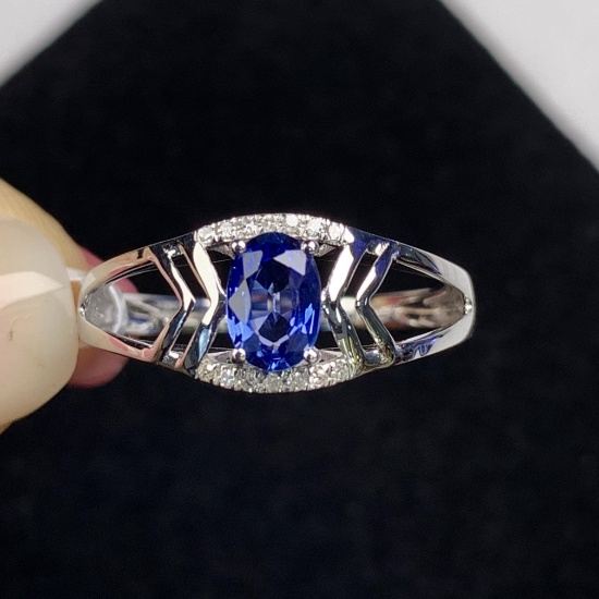 14k Gold 0.64 Ctw Natural Sapphire & Diamond Ring