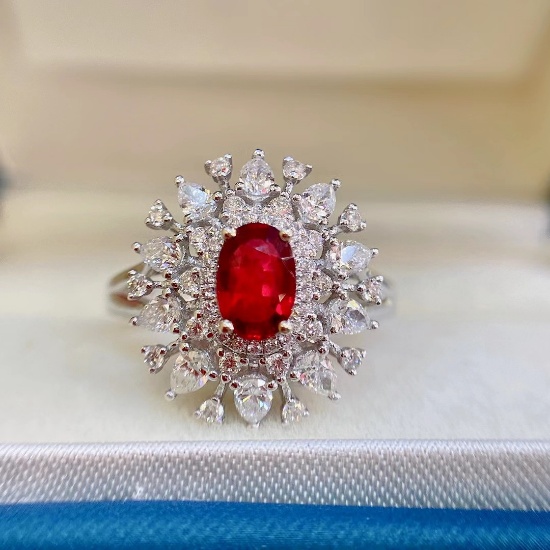 14k Gold 0.62 Ct Natural Ruby & Diamond Ring