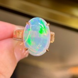 14k Gold 7.13 Ct Natural Opal & Diamond Ring