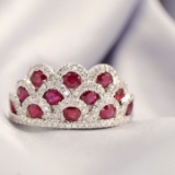 14k Gold 1.68 Ctw Natural Ruby & Diamond Ring