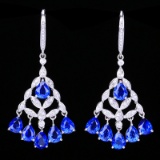14k Gold 5.64 Ctw Natural Sapphire & Diamond Earrings