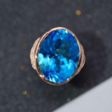 14k Gold 16.52 Ctw Natural Topaz & Diamond Ring