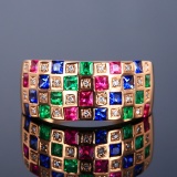 14k Gold 1.58 Ctw Natural Ruby & Sapphire & Emerald & Diamond Ring
