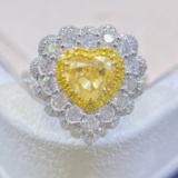 14k Gold 1.91 Ctw Natural Yellow Diamond & Diamond Ring/pendant