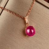 14k Gold 2.33 Ctw Natural Ruby & Diamond Pendant