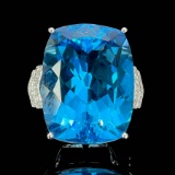 14k Gold 26 Ct Natural Topaz & Diamond Ring