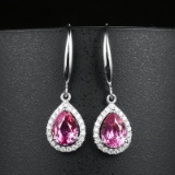 14k Gold 1.73 Ctw Natural Padparadscha Sapphire & Diamond Earrings