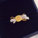 14k Gold 0.47 Ct Natural Yellow Diamond & Diamond Ring