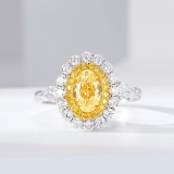 14k Gold 2.00 Ctw Natural Yellow Diamond & Diamond Ring