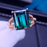 14k Gold 5.52 Ct Natural Tourmaline & Diamond Ring