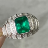 14k Gold 2.47 Ctw Natural Emerald & Diamond Ring