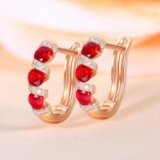 14k Gold 0.56 Ct Vivid Red Natural Ruby & Diamond Earrings