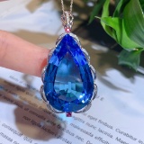 14k Gold 50.20 Ctw Natural Topaz & Diamond Pendant