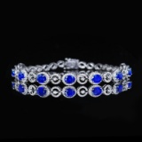 14k Gold 4.51 Ctw Natural Sapphire & Diamond Bracelet