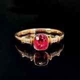 14k Gold 0.77 Ct Natural Spinel & Diamond Ring
