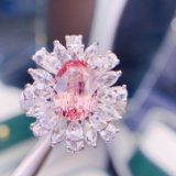 14k Gold 5.37 Ctw Natural Padparadscha Sapphire & Diamond Ring/pendant