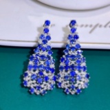 14k Gold 7.62 Ctw Natural Sapphire & Diamond Earrings