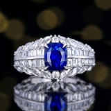 14k Gold 3.28 Ctw Natural Sapphire & Diamond Ring