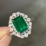 14k Gold 1.90 Ctw Natural Emerald & Diamond Ring