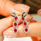 14k Gold 0.86 Ct Natural Ruby & Diamond Earrings