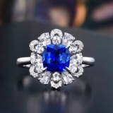 14k Gold 1.95 Ctw Natural Sapphire & Diamond Ring