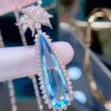 14k Gold 12.12 Ct Natural Aquamarine & Diamond Pendant