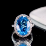 14k Gold 7.55 Ctw Natural Topaz & Diamond Ring