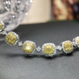 14k Gold 3.78 Ctw Natural Yellow Diamond & Diamond Bracelet