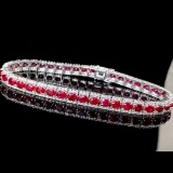 14k Gold 7.5 Ct Natural Ruby & Diamond Bracelet
