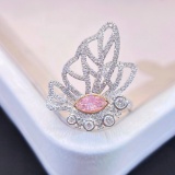 Gia Certified 14k Gold 0.86 Ctw Natural Pink Diamond & Diamond & Butterfly Ring