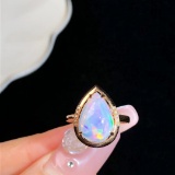14k Gold 2.62 Ct Natural Opal & Diamond Ring