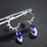 14k Gold 1.57 Ctw Natural Tanzanite & Diamond Earrings