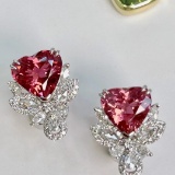 14k Gold 4.92 Ctw Natural Tourmaline & Diamond Earrings